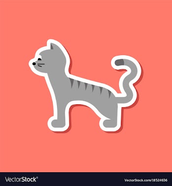 Paper sticker on stylish background cartoon cat vector image