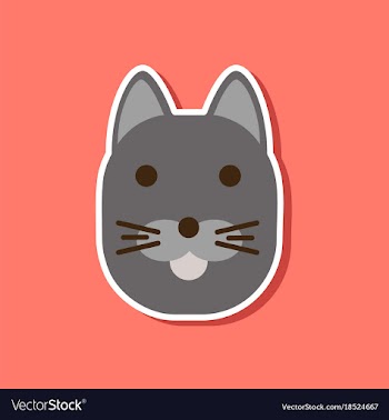 Paper sticker on stylish background cartoon cat vector image