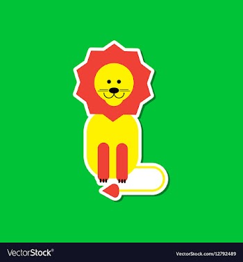 Paper sticker on stylish background cartoon lion vector image
