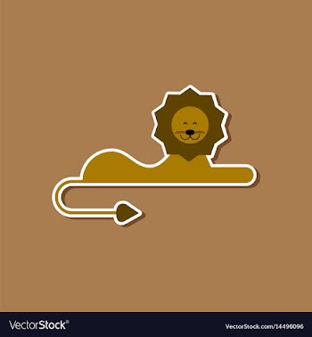Paper sticker on stylish background cartoon lion vector image