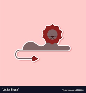 Paper sticker on stylish background cartoon lion vector image