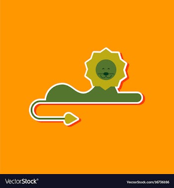 Paper sticker on stylish background cartoon lion vector image