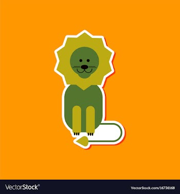Paper sticker on stylish background cartoon lion vector image