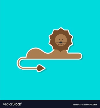 Paper sticker on stylish background cartoon lion vector image