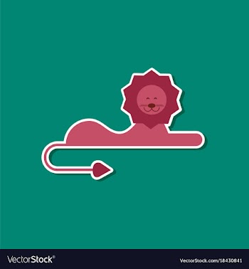 Paper sticker on stylish background cartoon lion vector image
