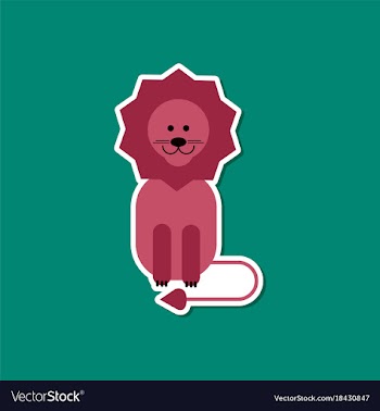 Paper sticker on stylish background cartoon lion vector image