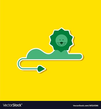 Paper sticker on stylish background cartoon lion vector image
