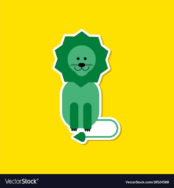 Paper sticker on stylish background cartoon lion vector image