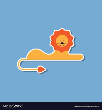 Paper sticker on stylish background cartoon lion vector image