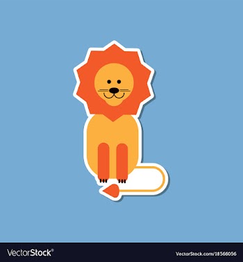 Paper sticker on stylish background cartoon lion vector image