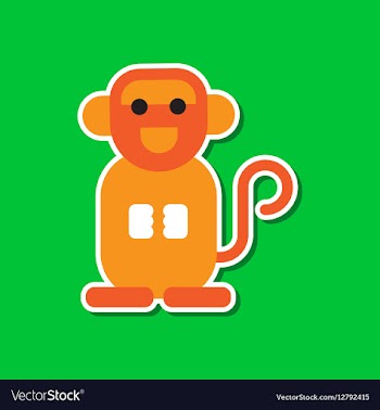 Paper sticker on stylish background Cartoon monkey vector image