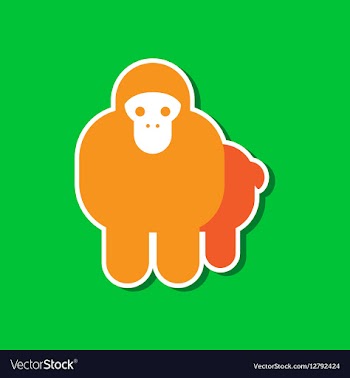 Paper sticker on stylish background Cartoon monkey vector image