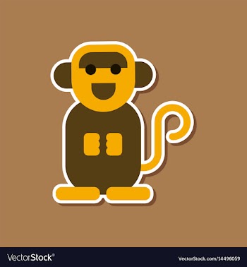 Paper sticker on stylish background cartoon monkey vector image