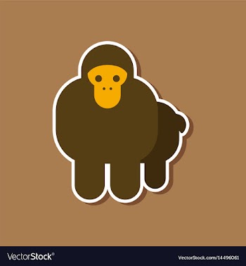 Paper sticker on stylish background cartoon monkey vector image