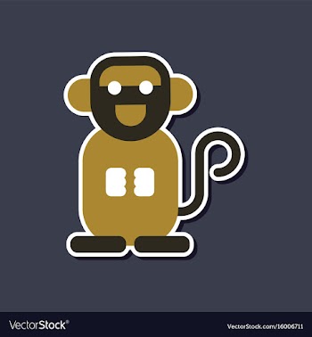 Paper sticker on stylish background cartoon monkey vector image