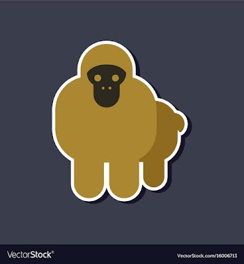 Paper sticker on stylish background cartoon monkey vector image