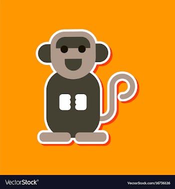 Paper sticker on stylish background cartoon monkey vector image