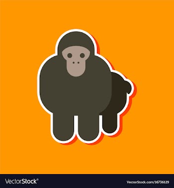 Paper sticker on stylish background cartoon monkey vector image