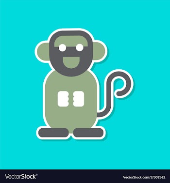 Paper sticker on stylish background cartoon monkey vector image