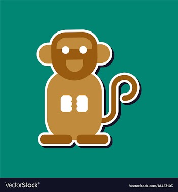 Paper sticker on stylish background cartoon monkey vector image