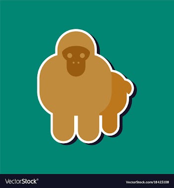 Paper sticker on stylish background cartoon monkey vector image