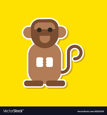 Paper sticker on stylish background cartoon monkey vector image