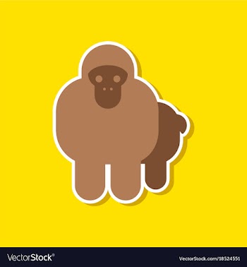 Paper sticker on stylish background cartoon monkey vector image