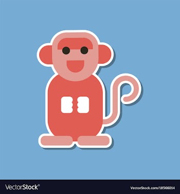 Paper sticker on stylish background cartoon monkey vector image