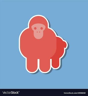 Paper sticker on stylish background cartoon monkey vector image