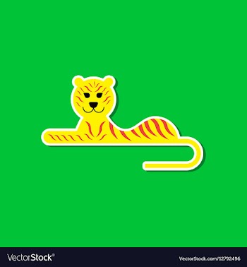 Paper sticker on stylish background cartoon tiger vector image