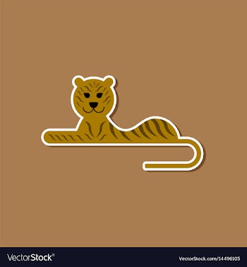 Paper sticker on stylish background cartoon tiger vector image