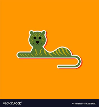 Paper sticker on stylish background cartoon tiger vector image