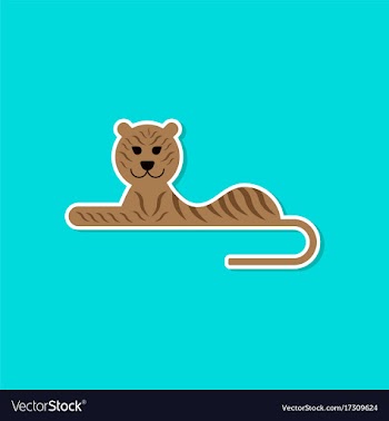 Paper sticker on stylish background cartoon tiger vector image