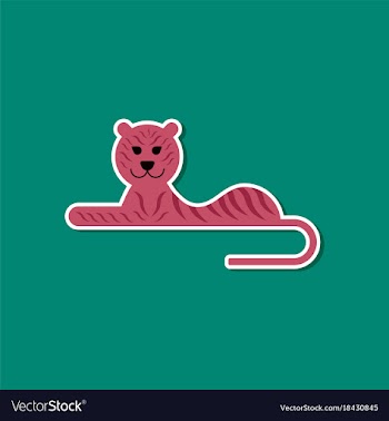 Paper sticker on stylish background cartoon tiger vector image