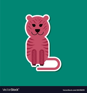 Paper sticker on stylish background cartoon tiger vector image