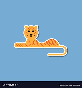 Paper sticker on stylish background cartoon tiger vector image