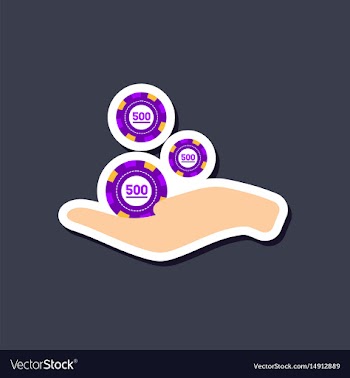 Paper sticker on stylish background casino chips vector image