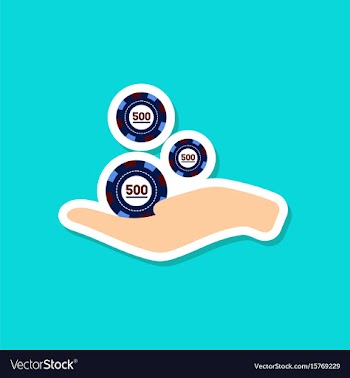 Paper sticker on stylish background casino chips vector image