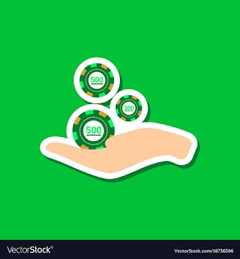 Paper sticker on stylish background casino chips vector image