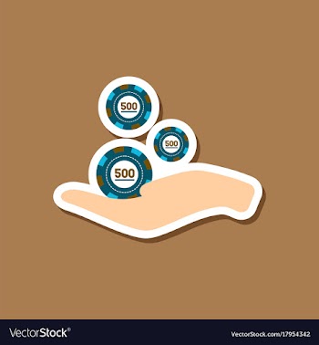 Paper sticker on stylish background casino chips vector image