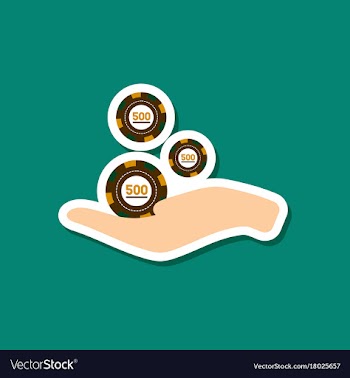 Paper sticker on stylish background casino chips vector image