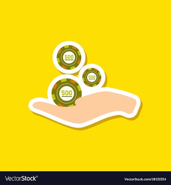 Paper sticker on stylish background casino chips vector image