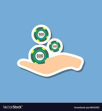 Paper sticker on stylish background casino chips vector image