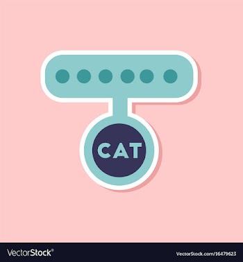 Paper sticker on stylish background cat collar vector image