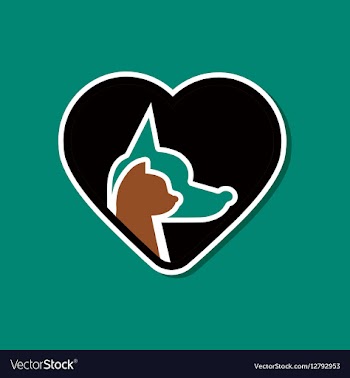 Paper sticker on stylish background cat dog heart vector image
