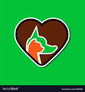 Paper sticker on stylish background cat dog heart vector image