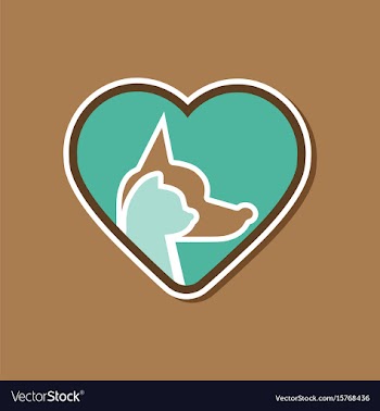 Paper sticker on stylish background cat dog heart vector image
