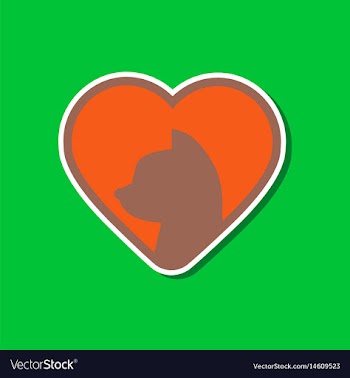 Paper sticker on stylish background cat heart vector image