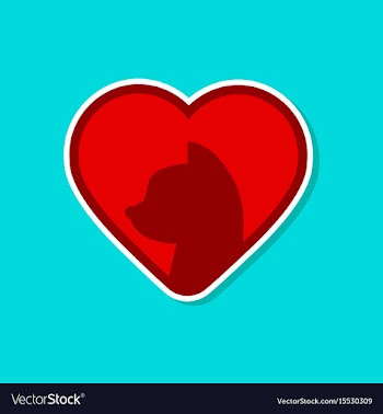 Paper sticker on stylish background cat heart vector image