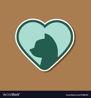 Paper sticker on stylish background cat heart vector image